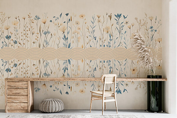 Bloemenpatroon met blauwe en witte bloemen Bloemenpatroon met blauwe en witte bloemen