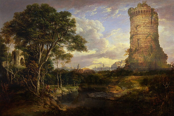 Schilderij van een kasteeltoren Schilderij van een kasteeltoren