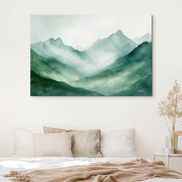 Schilderij van bergen en mist Schilderij van bergen en mist