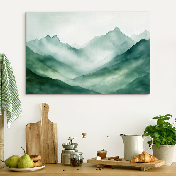 Schilderij van bergen en mist Schilderij van bergen en mist