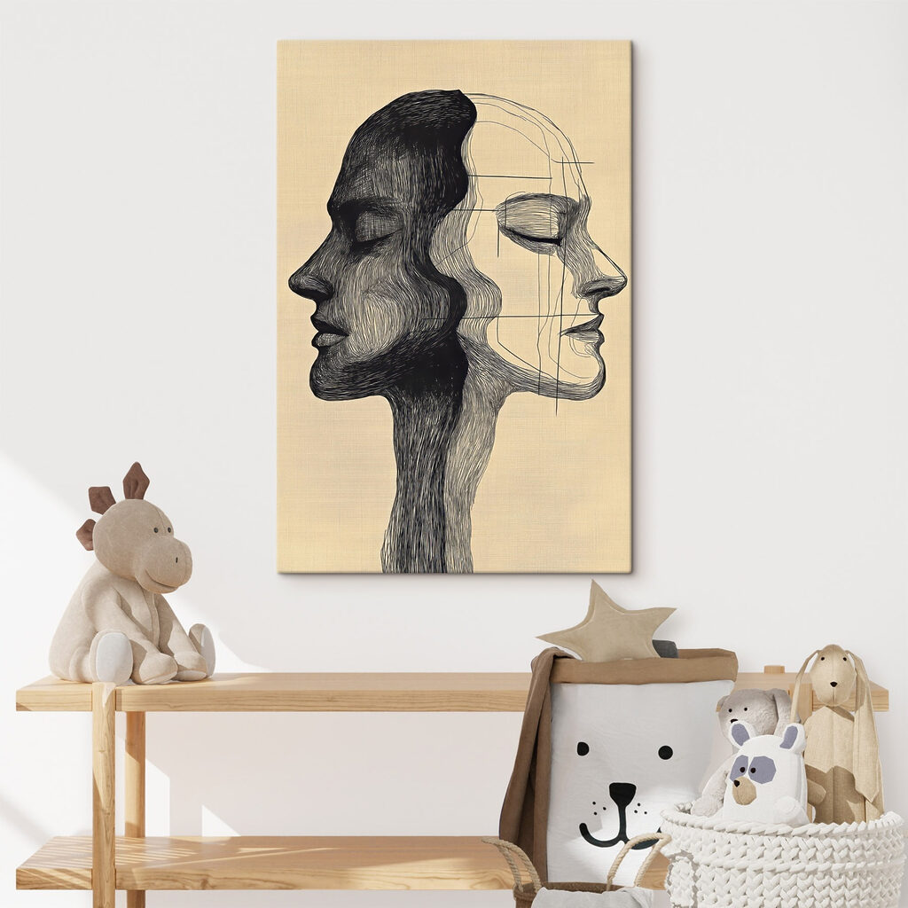 Drawing of a man and a woman's face Drawing of a man and a woman's face