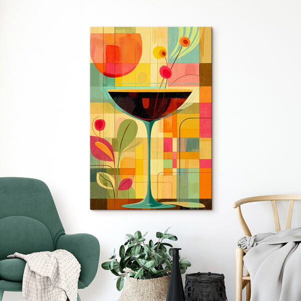 Kleurrijke kunst van een martiniglas Kleurrijke kunst van een martiniglas