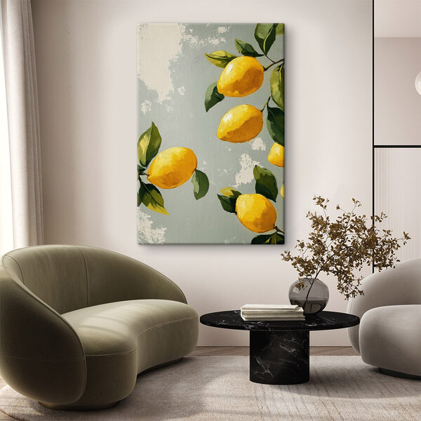 Schilderij van citroenen op een boom Schilderij van citroenen op een boom