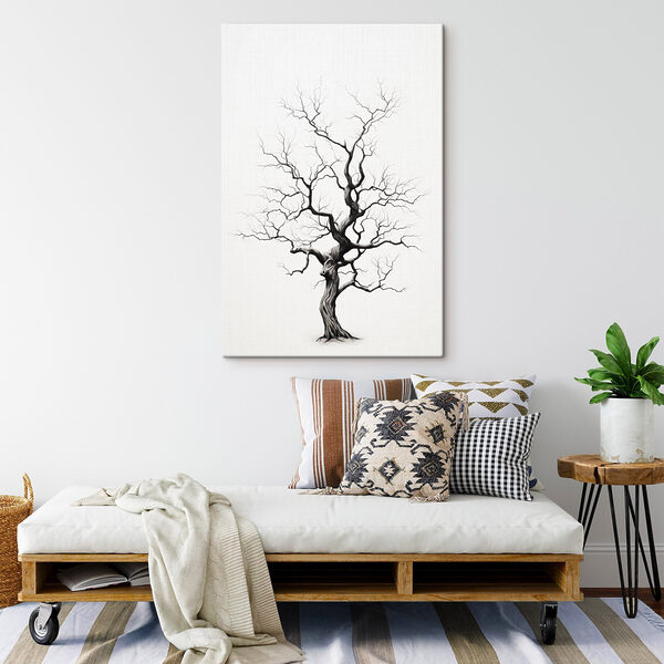 Zwart-wit tekening van een boom Zwart-wit tekening van een boom