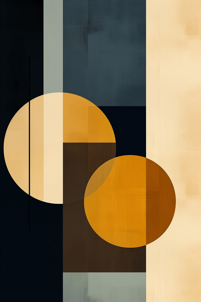 Colorful art piece with circles and squares Colorful art piece with circles and squares