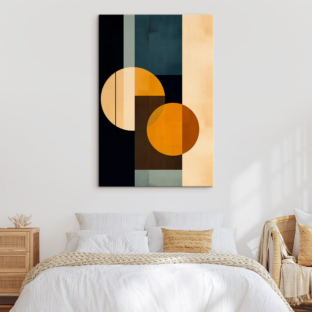 Colorful art piece with circles and squares Colorful art piece with circles and squares