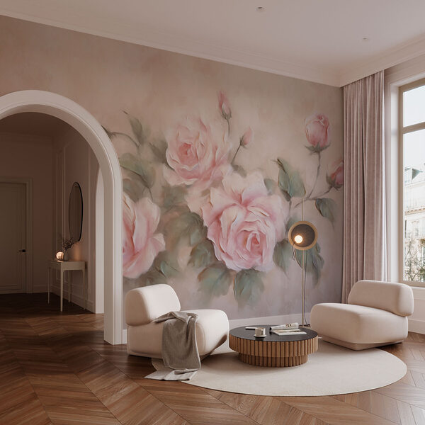 Schilderij van roze rozen Schilderij van roze rozen