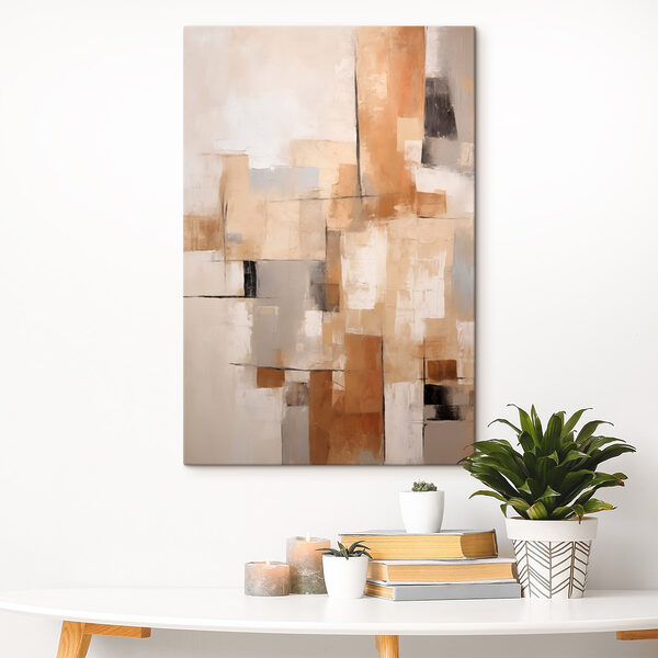 Schilderij van een witte en bruine muur Schilderij van een witte en bruine muur