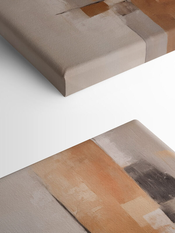 Schilderij van een witte en bruine muur Schilderij van een witte en bruine muur