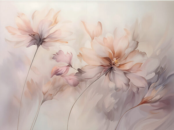 Schilderij van bloemen op een witte achtergrond Schilderij van bloemen op een witte achtergrond