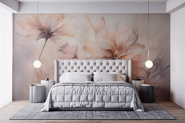Schilderij van bloemen op een witte achtergrond Schilderij van bloemen op een witte achtergrond