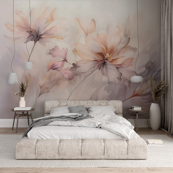 Schilderij van bloemen op een witte achtergrond Schilderij van bloemen op een witte achtergrond