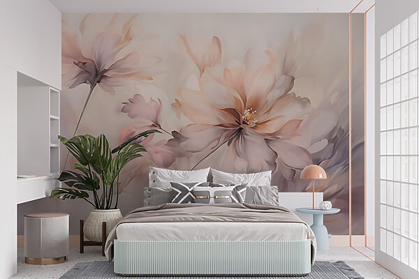 Schilderij van bloemen op een witte achtergrond Schilderij van bloemen op een witte achtergrond