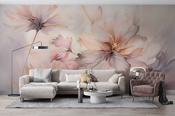 Schilderij van bloemen op een witte achtergrond Schilderij van bloemen op een witte achtergrond