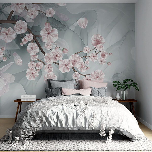 Tak met roze bloemen en witte bloemen Tak met roze bloemen en witte bloemen
