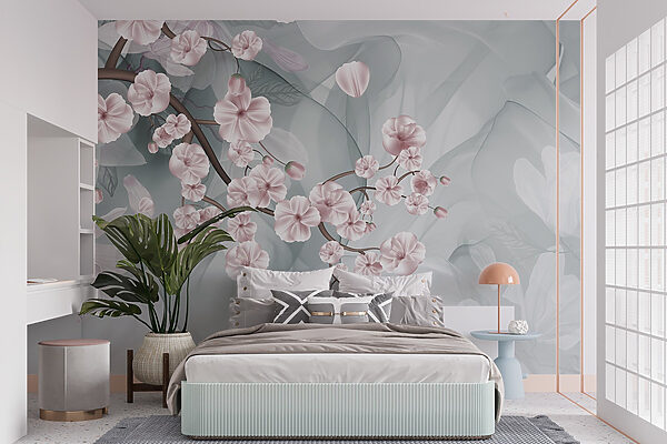 Tak met roze bloemen en witte bloemen Tak met roze bloemen en witte bloemen