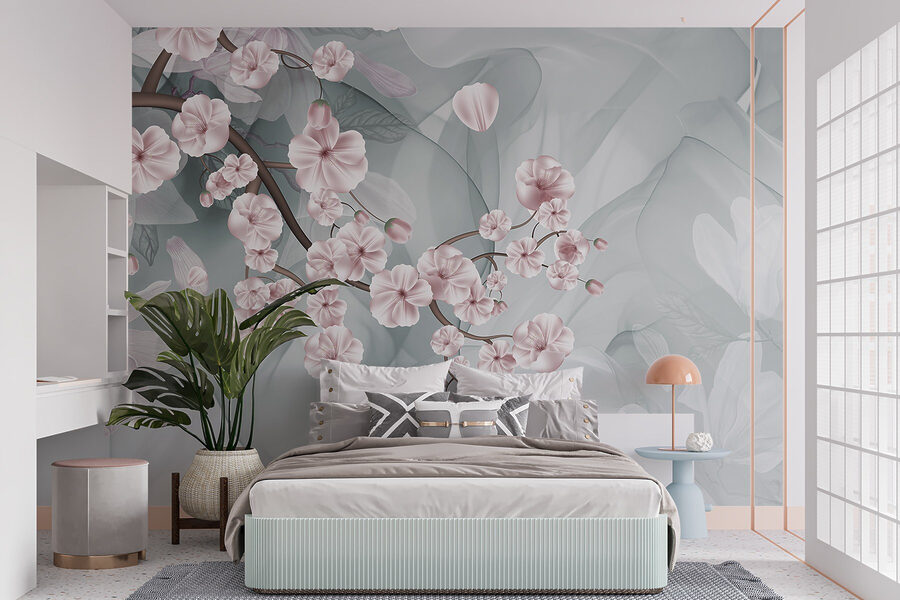Tak met roze bloemen en witte bloemen Tak met roze bloemen en witte bloemen