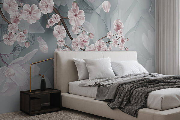 Tak met roze bloemen en witte bloemen Tak met roze bloemen en witte bloemen
