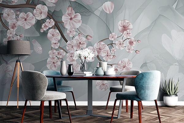 Tak met roze bloemen en witte bloemen Tak met roze bloemen en witte bloemen