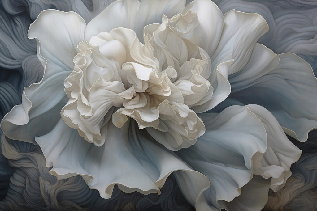 Witte bloem met ruches Witte bloem met ruches