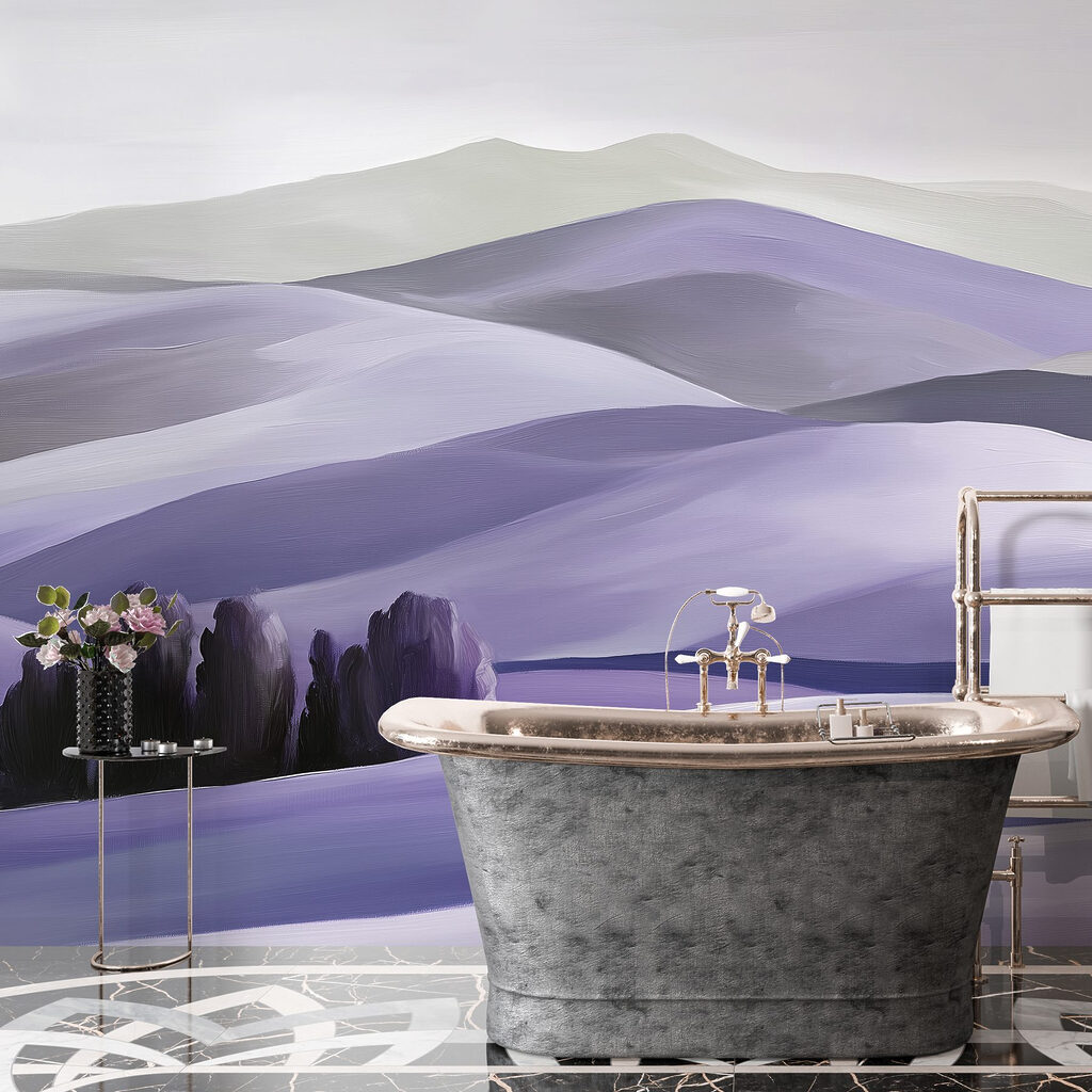 Landscape of hills with trees