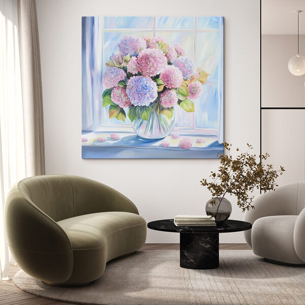 Schilderij van een vaas met bloemen Schilderij van een vaas met bloemen
