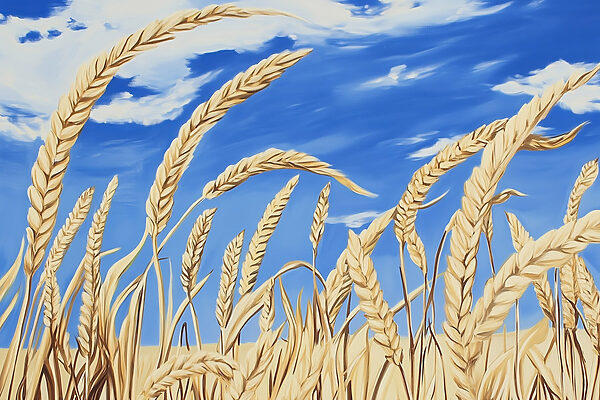 Schilderij van tarwe in een veld Schilderij van tarwe in een veld