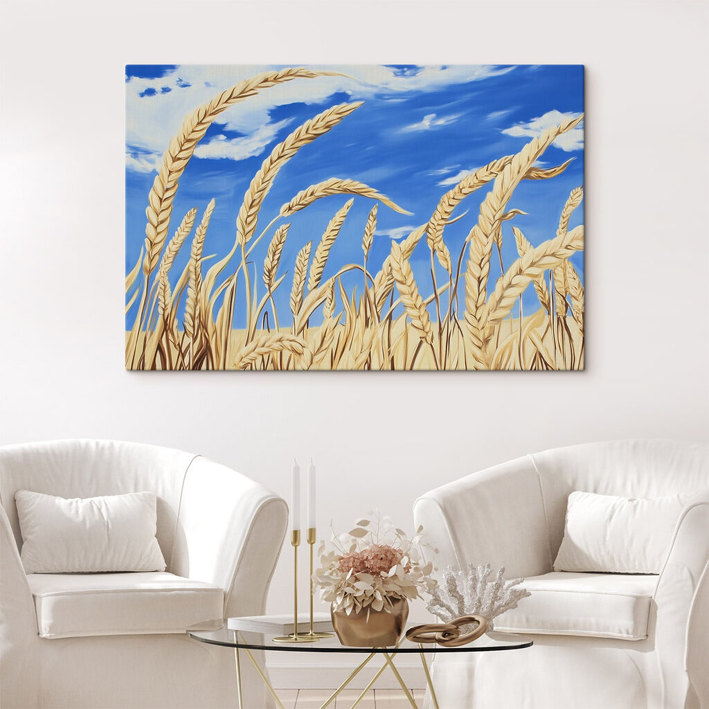 Painting of wheat in a field
