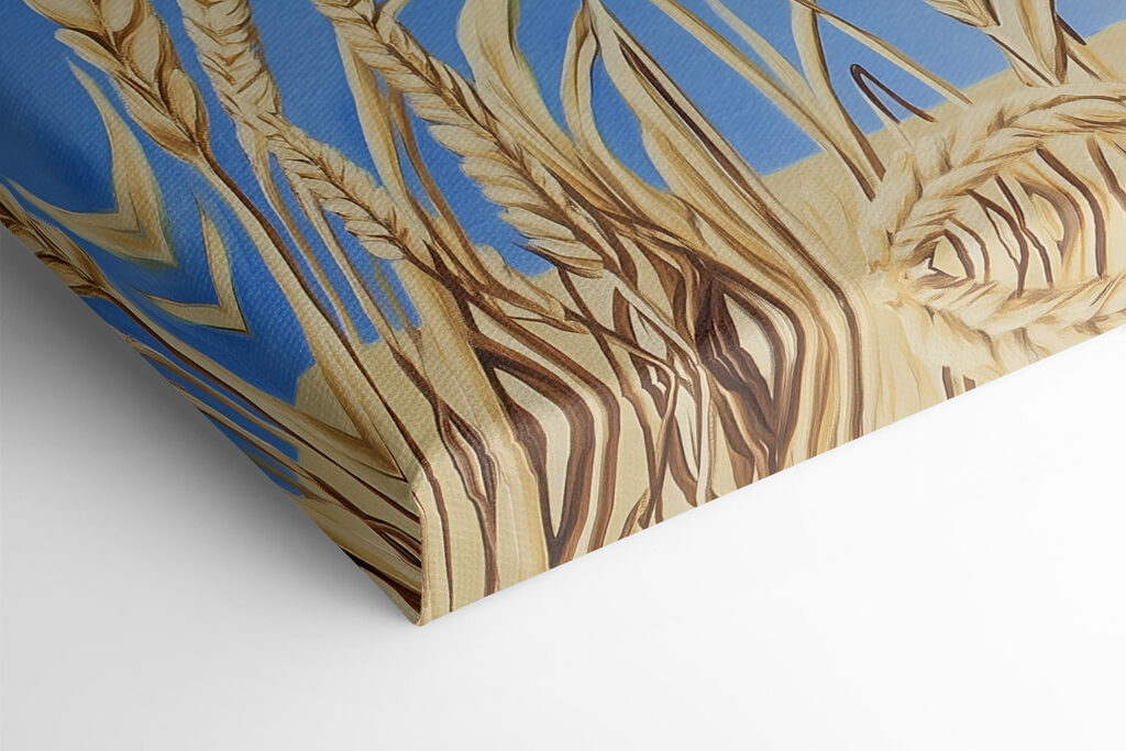 Painting of wheat in a field