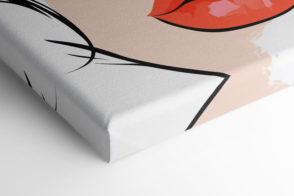 Woman's face with makeup and red lips Woman's face with makeup and red lips