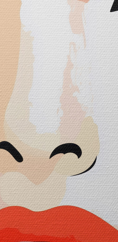 Woman's face with makeup and red lips Woman's face with makeup and red lips