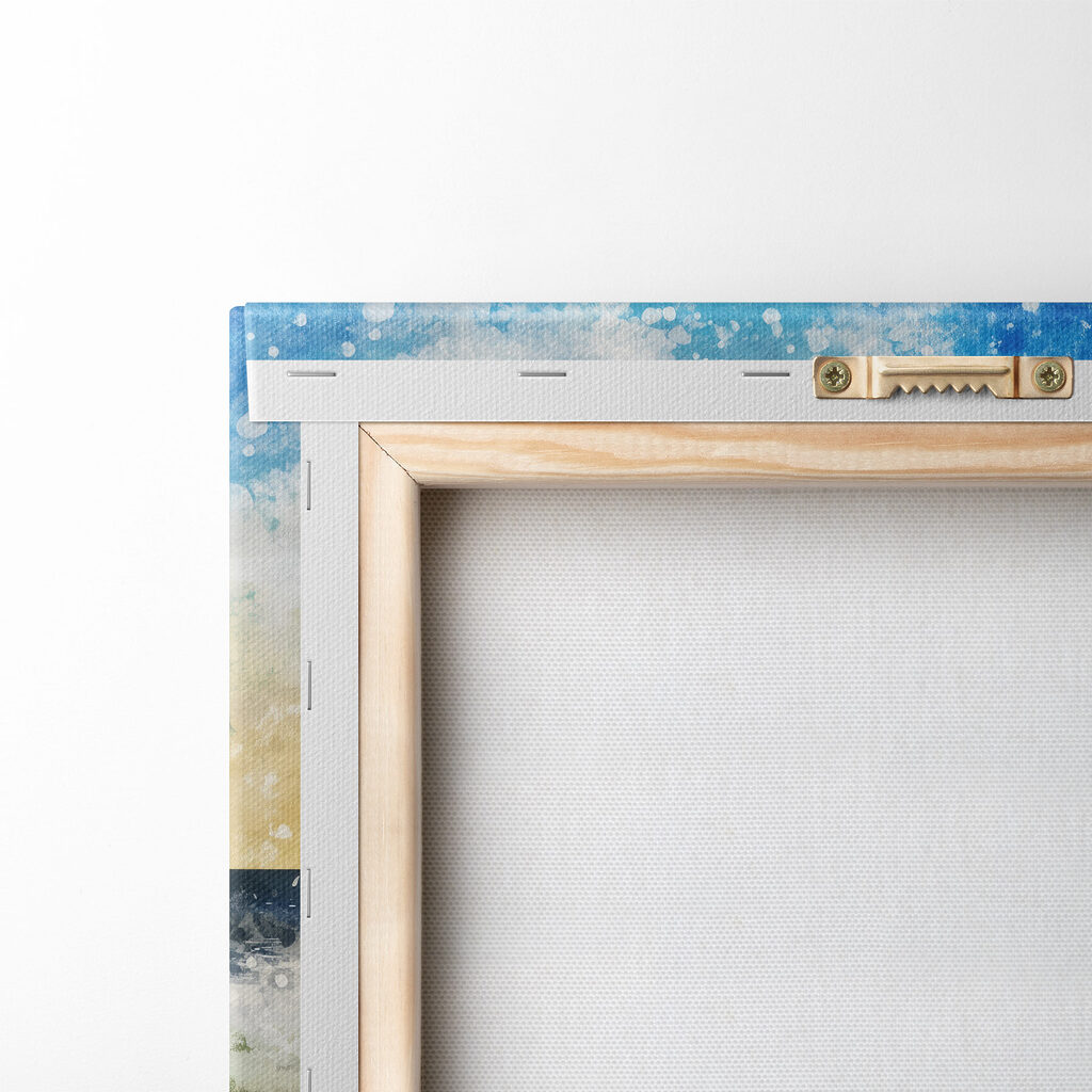 Watercolor of waves crashing on a beach