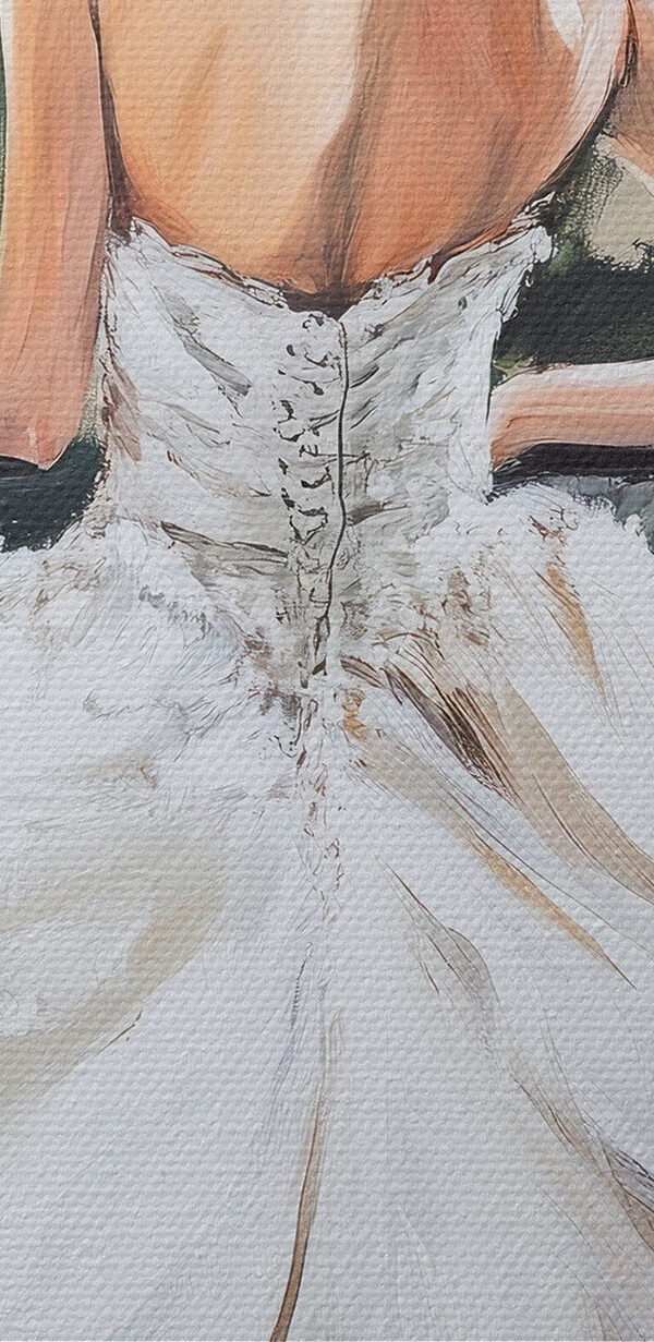 Schilderij van een vrouw in een witte jurk Schilderij van een vrouw in een witte jurk