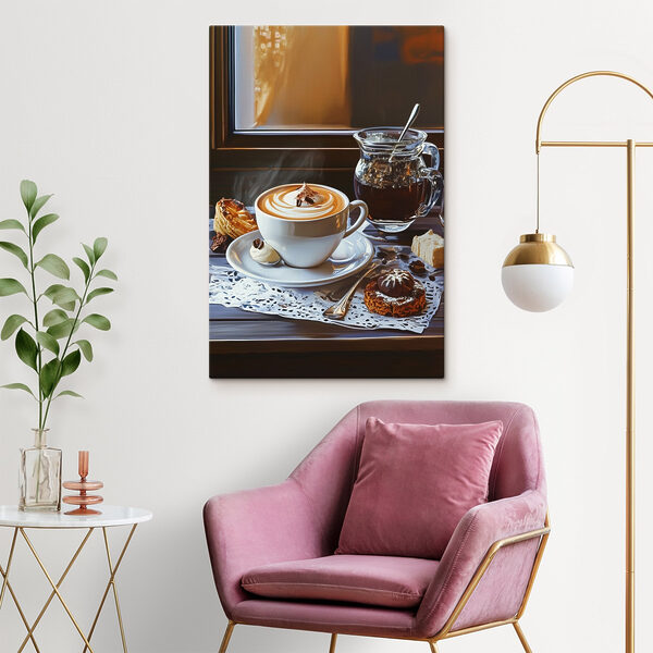 Kopje koffie en een kan thee Canvas Schilderijen Kopje koffie en een kan thee