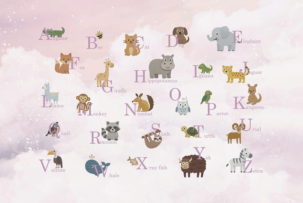 Groep dieren met letters Groep dieren met letters