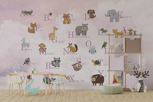 Groep dieren met letters Groep dieren met letters