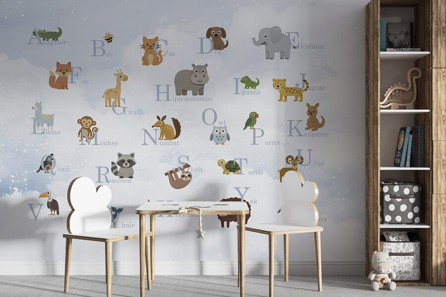 Groep dieren met letters Groep dieren met letters