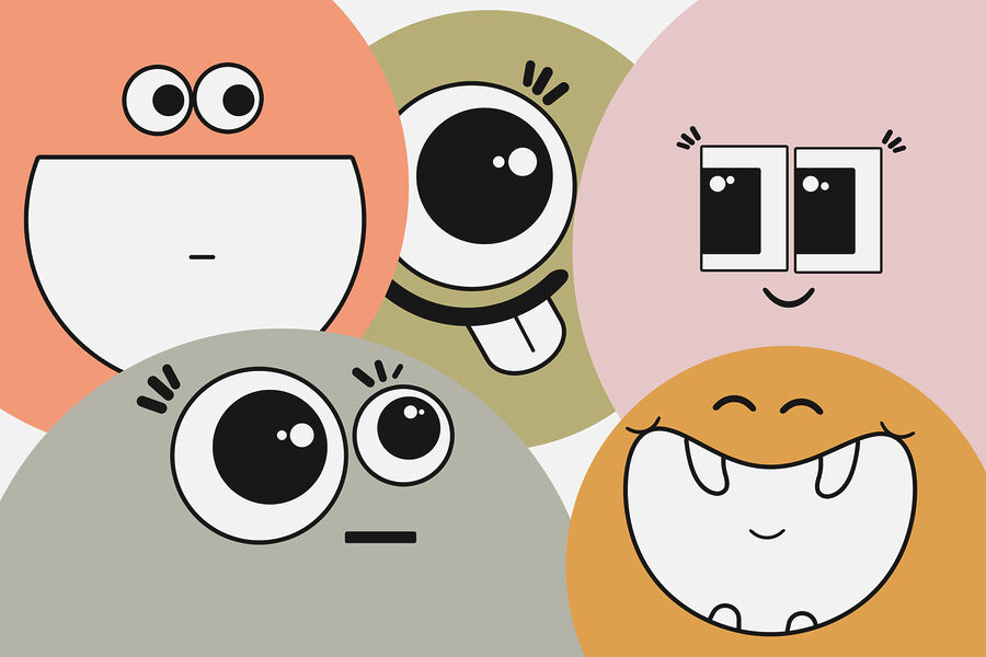 Groep cartoongezichten