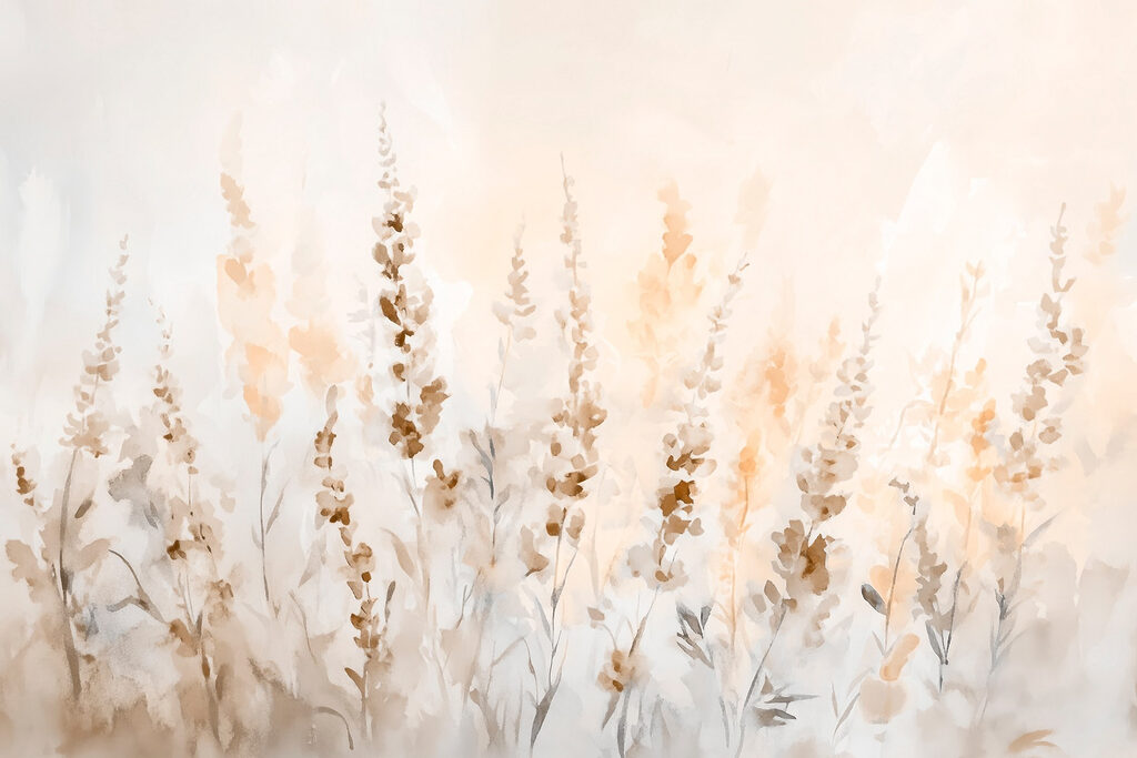 Schilderij van bloemen in een veld Schilderij van bloemen in een veld