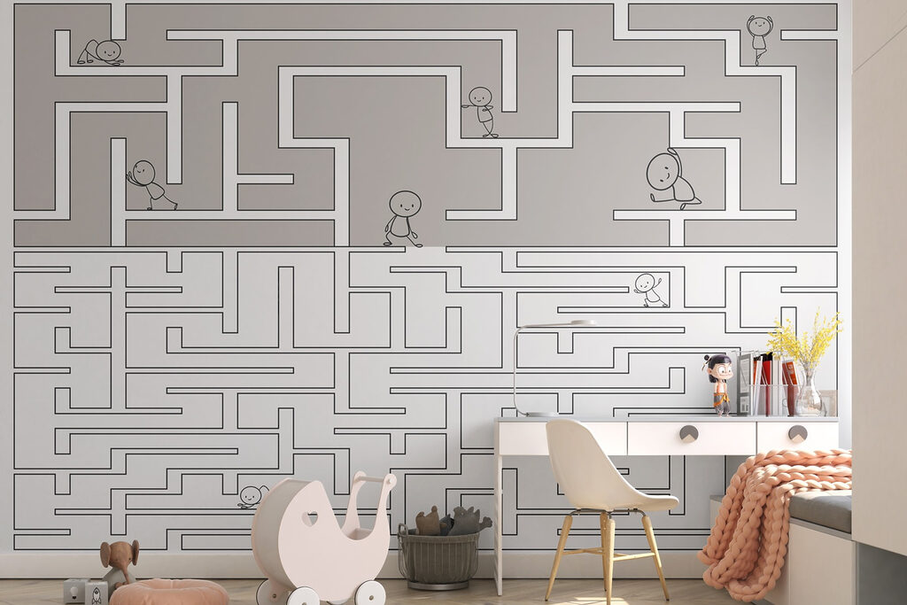 Maze with people walking on the ground Maze with people walking on the ground