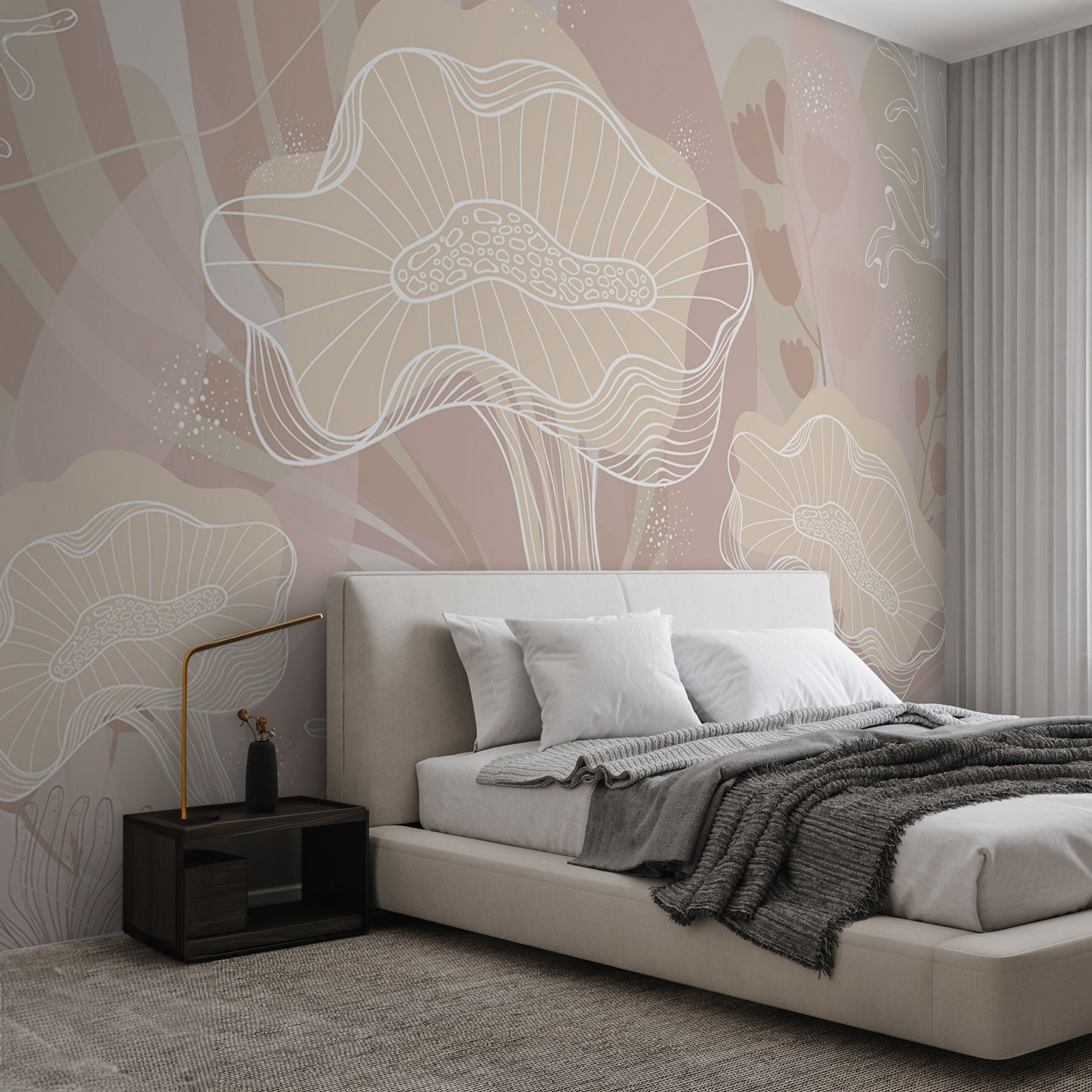 White outline of mushrooms