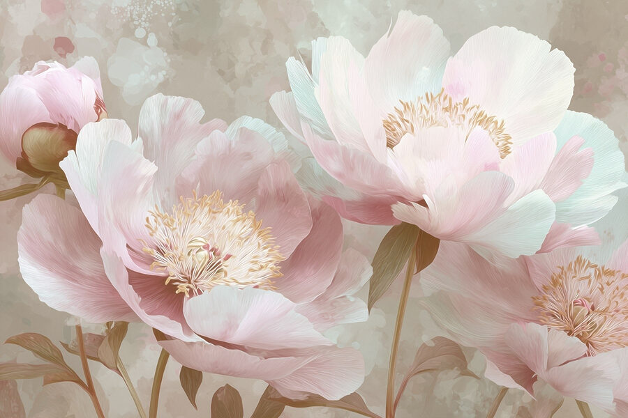 Fotobehang Delicate bloemen in zachte pasteltinten - Afbeelding 5