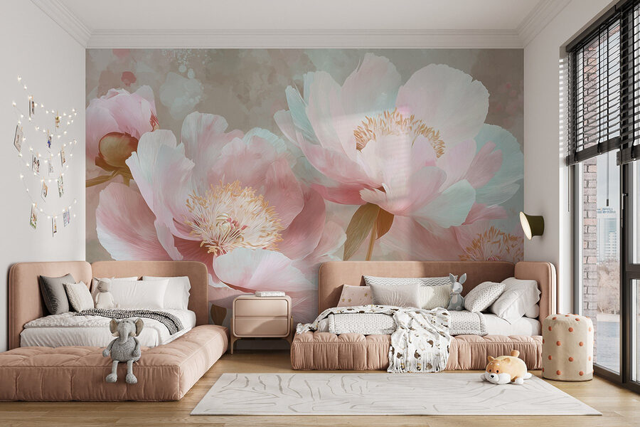 Fotobehang Delicate bloemen in zachte pasteltinten - Afbeelding 4