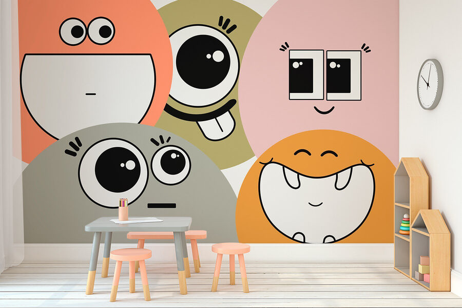 Groep cartoongezichten