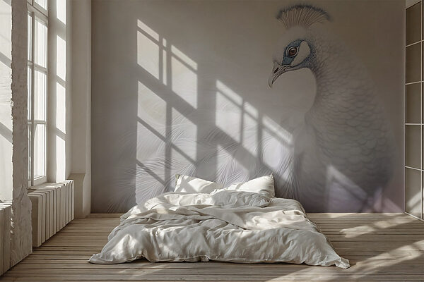 Witte pauw met blauwe ogen Witte pauw met blauwe ogen