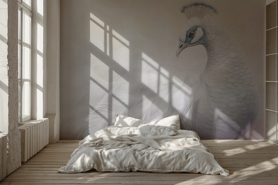 Witte pauw met blauwe ogen