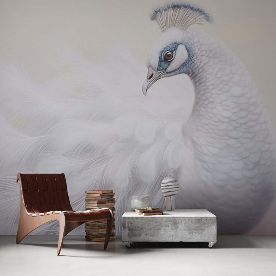 Witte pauw met blauwe ogen