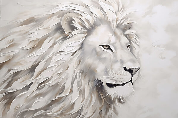 Witte leeuw met lang haar Witte leeuw met lang haar