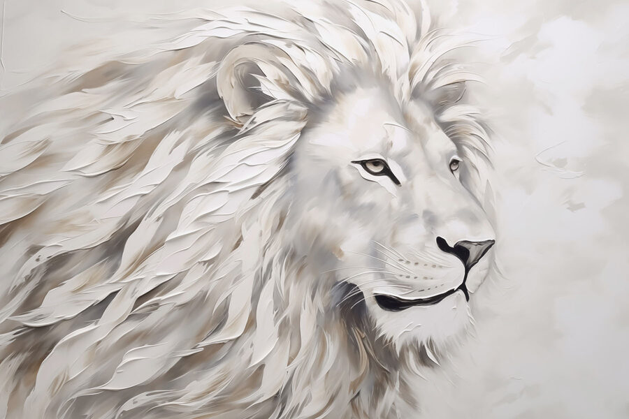 Witte leeuw met lang haar