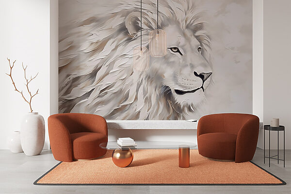 Witte leeuw met lang haar Witte leeuw met lang haar